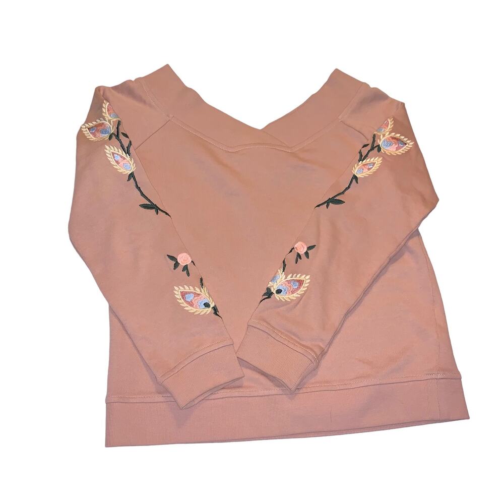 Rebecca Minkoff embroidered macey off the shoulder sweatshirt XXS